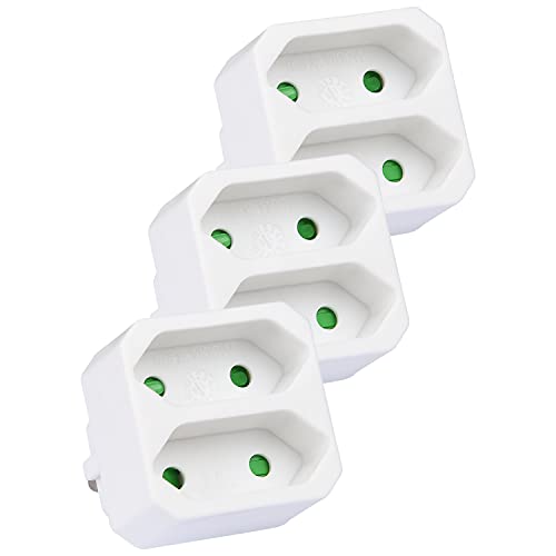 HEITECH 2 Fach Steckdosenadapter - Mehrfachsteckdose ohne Schalter, Belastbarkeit bis max. 1100W - 3er Pack Adapterstecker Mehrfachstecker von HEITECH Promotion GmbH