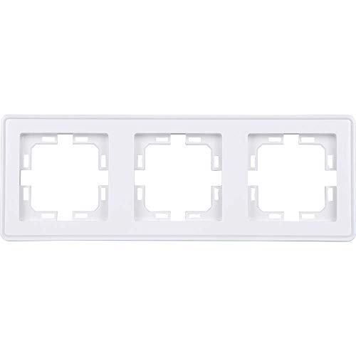 ABSINA 3fach Schalter & Steckdose Abdeckrahmen - 3er Rahmen in weiß für senkrechte & waagerechte Unterputz Installation - Dreierrahmen Abdeckung, Steckdosenrahmen, Steckdosenblende, Schalterrahmen von ABSINA