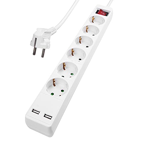 HEITECH Promotion GmbH 04003577 Steckdosenleiste, 250 V, 6-Fach, 1 Stück von HEITECH Promotion GmbH