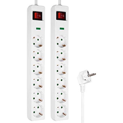 HEITECH Promotion GmbH 04004453 Mehrfachsteckdose, 250 V, 6-Fach, 2 Stück von HEITECH Promotion GmbH