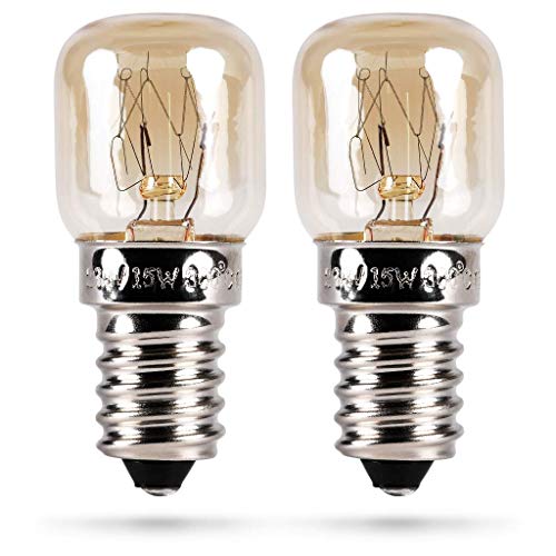 HEITECH Backofenlampe 2er Pack 15W E14 - Backofen Glühbirne hitzebeständig bis 300 Grad für Backofen, Grillöfen, Mikrowelle - Backofen Lampe mit T22 Kapsel & 2100K von HEITECH Promotion GmbH