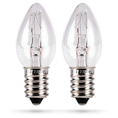 HEITECH Ersatzlampe 2er Pack 15W E14 - Ersatzbirne für Orientierungslicht, Salzkristalllampe, Salzsteinlampe, Salzlampe, Nähmaschine, Vitrine - Leuchtmittel mit 40 Lumen - Glühbirne Glühlampe Lampe von HEITECH Promotion GmbH