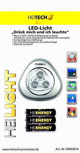 HEITECH LED-Licht "Drück mich" mit 3 LEDs, inkl. 3 Micro/AAA Batterien von HEITECH Promotion GmbH