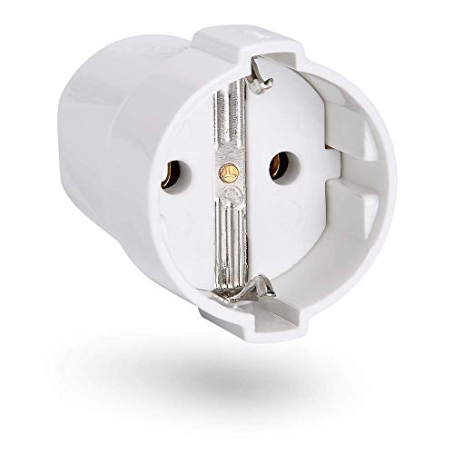 HEITECH PVC Schutzkontakt Kupplung bruchsicher - Schutzkontakt Kupplung weiß, 250V, 16A, IP20 für Innenbereich - Schuko Stecker Kupplung von HEITECH Promotion GmbH