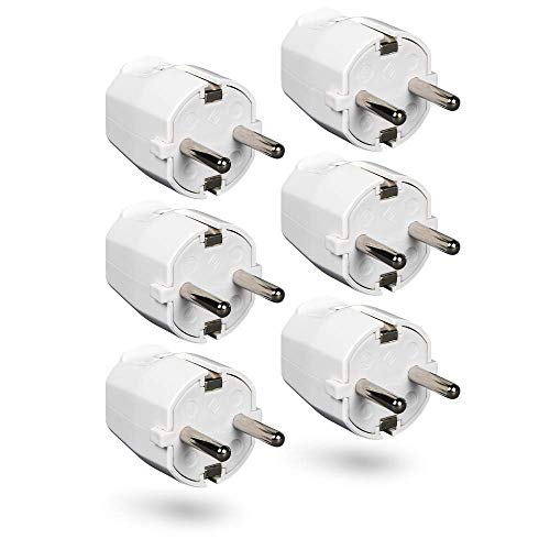 HEITECH PVC Schutzkontakt Stecker bruchsicher - 6x Schutzkontaktstecker weiß, 250V, 16A, IP20 für Innenbereich - Schuko Stecker von HEITECH Promotion GmbH