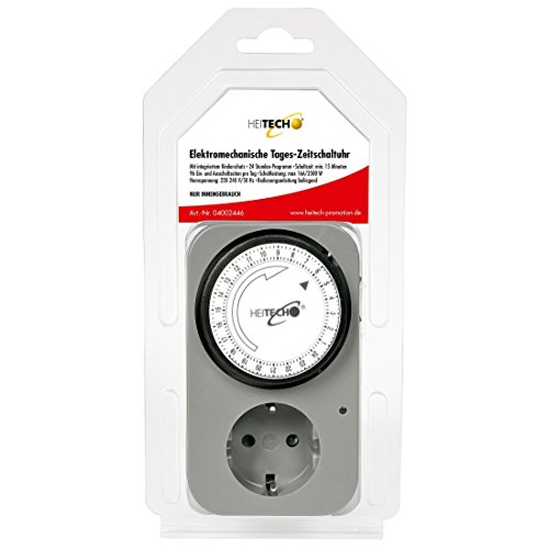 HEITECH Zeitschaltuhr mechanisch mit Kindersicherung - Zeitschaltuhr TÜV & GS geprüft bis max. 16A & 3500W - 96 Schaltsegmente mit je 15 min - mechanische Zeitschalt Steckdose, Timer Steckdosen von HEITECH Promotion GmbH
