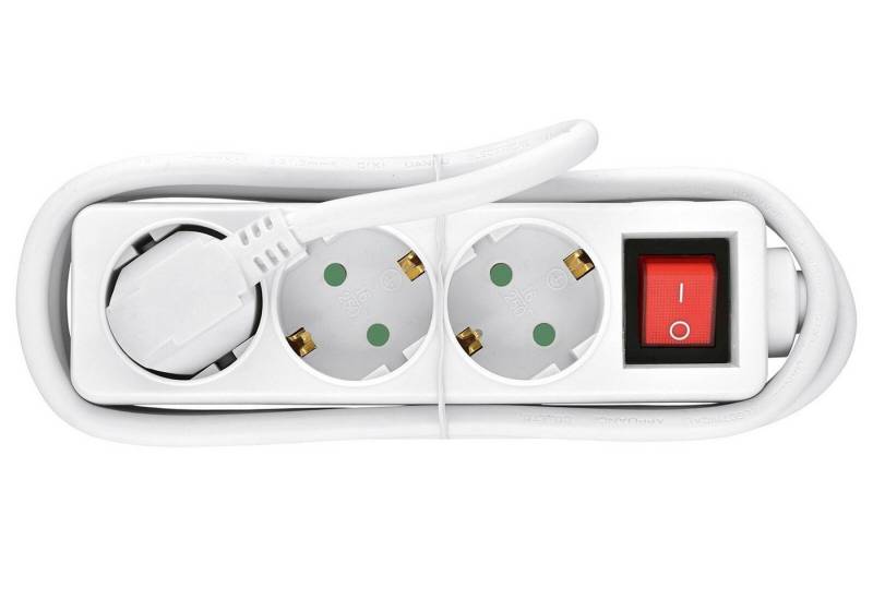 HEITECH 3-Fach Steckdosenleiste mit Schalter weiß Steckdosenleiste von HEITECH