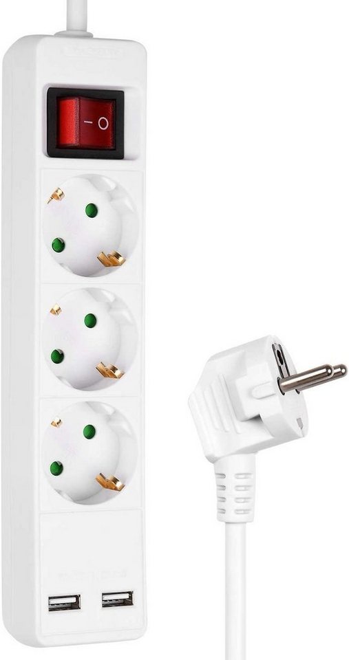 HEITECH 3-Wege-Steckdosenleiste mit 2 USB-Anschlüssen mit Schalter Mehrfachsteckdose HEITECH 3-Wege-Steckdosenleiste mit 2 USB-Anschlüssen mit Schalter Mehrfachsteckdose von HEITECH