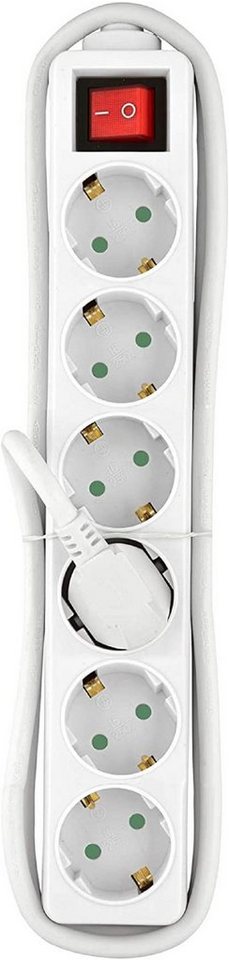 HEITECH 6-Fach Tischsteckdose Steckdosenschalter mit Ein/Aus-Schalter weiß Steckdosenleiste von HEITECH