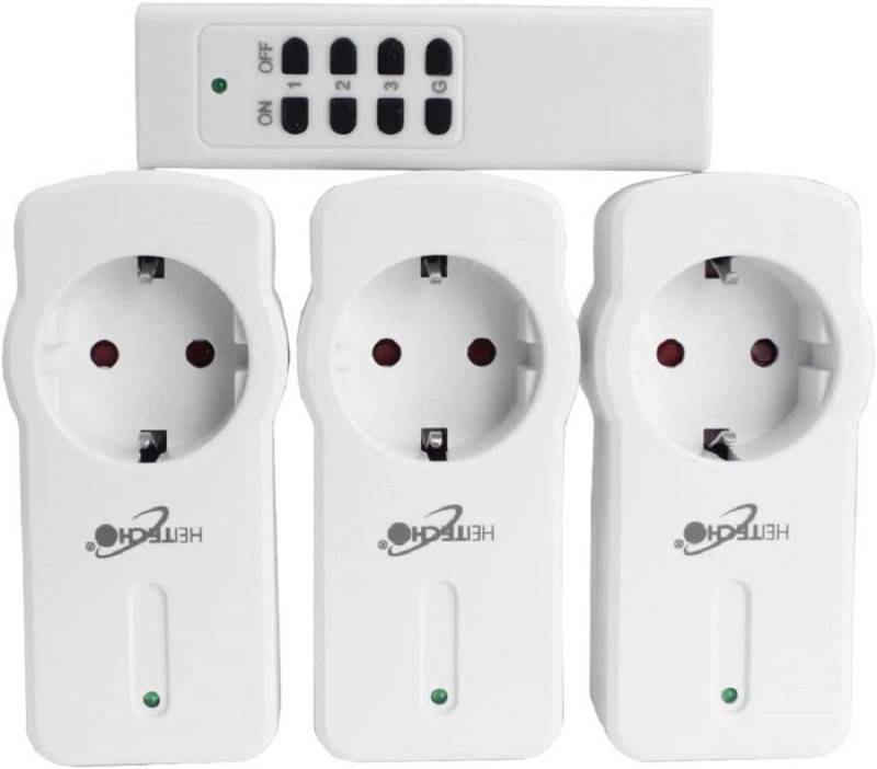 HEITECH Funksteckdose 3-teiliges Funksteckdosenset mit Fernbedienung für den Innenbereich, 3-St. von HEITECH