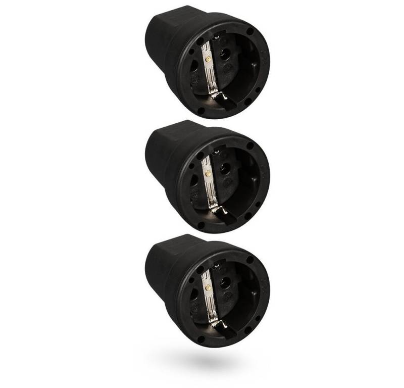 HEITECH Steckdose HEITECH Gummi-Schutzkontakt-Kupplung 2-polig 3er Pack, 3-St. von HEITECH