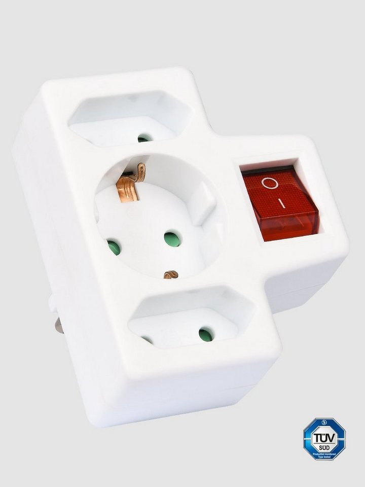 HEITECH schaltbarer Steckdosenadapter 3-Fach - 1 Schuko/2 Euro IP20 Mehrfachsteckdose von HEITECH