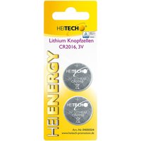 Heitech Lithium Knopfzellen, 2-er Pack, CR2016, 75 mAh, 3 V von HEITECH