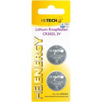 Heitech Lithium Knopfzellen, 2-er Pack, CR2025, 150 mAh, 3 V Heitech Lithium Knopfzellen, 2-er Pack, CR2025, 150 mAh, 3 V von HEITECH