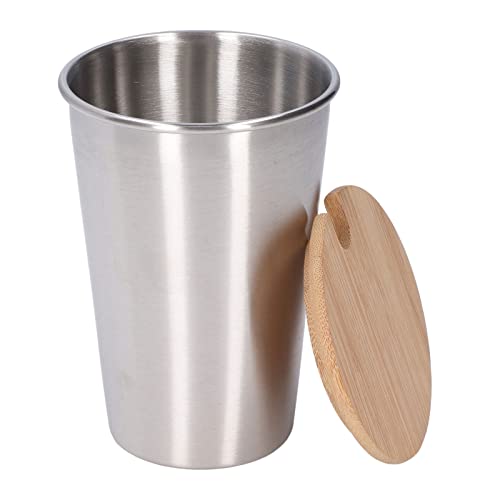 Bierkrug Vintage Bier Trinkbecher 500ML Edelstahl Bierkrug mit Deckel Einlagiger Wasserbecher Outdoor Trinkbecher HaushaltspartyEdelstahlfarbe Ideal Als Geschenk Zuhause (Silber) von HEITIGN