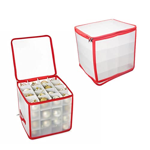 HEITIGN Box Weihnachtsaufbewahrung 38 * 37 * 16 Klare Aufbewahrungsbox Christbaumkugeln PVC Faltbare Weihnachtsdeko Aufbewahrungsbox Bis zu 64 Christbaumkugeln von HEITIGN