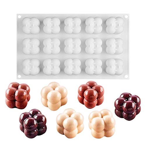 Kerzenformen Silikon HEITIGN 15 Hohlräume Kerzen Silikonform 3D Mini Bubble Cube Ball Silikonform DIY Schokolade Kerzen Seifenwachs von HEITIGN