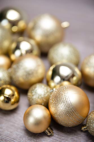 HEITMANN DECO 26er Set Christbaumkugeln 4/6/8 cm Weihnachtsdeko - Weihnachtsschmuck zum Aufhängen in verschiedenen Größen - Kunststoffkugeln Gold von HEITMANN DECO