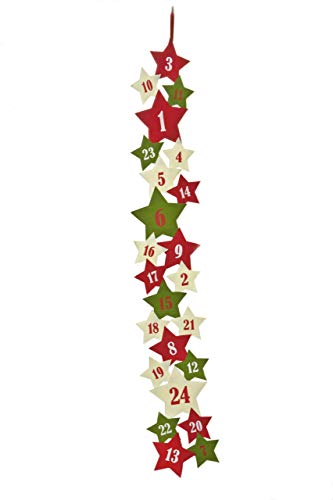 Heitmann Deco Adventskalender zum Aufhängen und selbst Befüllen - Filz-Adventskalender - Rot, Grün, Weiß - Sterne von HEITMANN DECO
