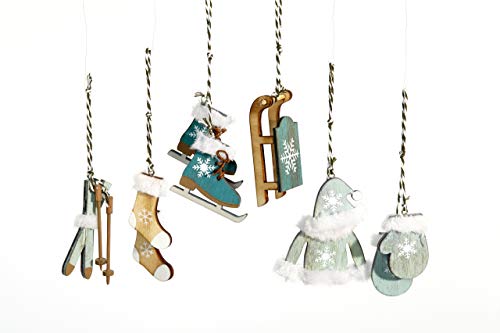 Heitmann Deco Christbaum-Schmuck - Behang Set aus Holz - 6-teilig - Baumbehang in modischer Farbe - Petrol - Weihnachtsdeko von HEITMANN DECO