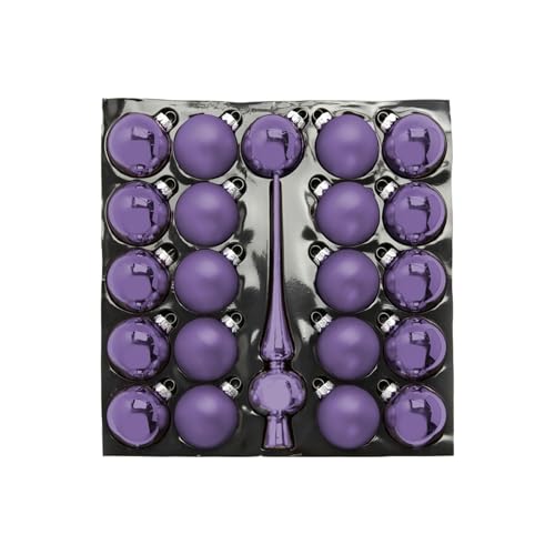 HEITMANN Deco Christbaumschmuck Set Glaskugeln+Baumspitze - Weihnachtskugeln Christbaumkugeln Weihnachtsdeko - 21er Set, Lila von HEITMANN