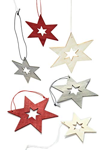 HEITMANN DECO Christbaum-Schmuck - Behang-Set aus Holz - 24-teilig - Baumbehang Sterne - Weihnachtsdekoration von HEITMANN DECO