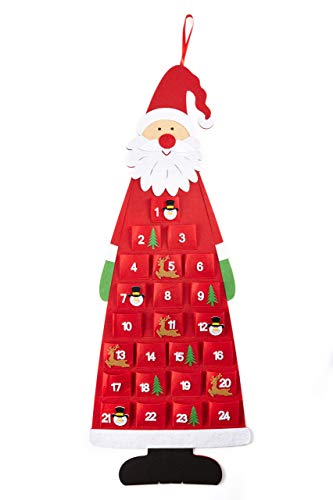 Heitmann Deco Filz-Adventskalender Santa - Adventskalender zum Befüllen und Aufhängen - Weihnachtsmann rot weiß von HEITMANN DECO