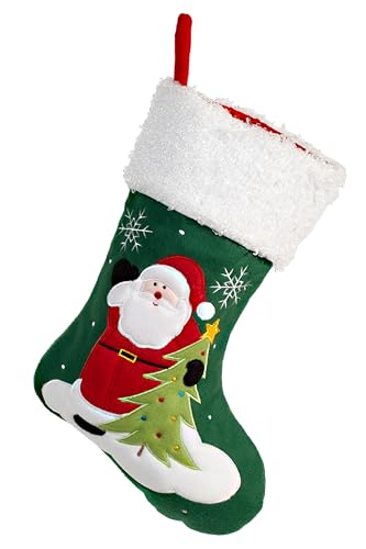 HEITMANN DECO Filz-Nikolausstiefel zum Befüllen und Aufhängen - Nikolaus-Strumpf - Grün mit weihnachtlicher Stickerei von HEITMANN DECO