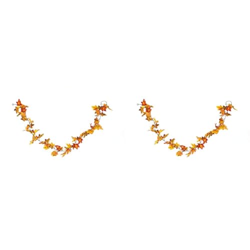 HEITMANN DECO Herbst-Girlande mit Ahorn-Blättern in gelb/orange - Deko-Girlande mit Herbst-Laub - Kunststoff-Blätter (Packung mit 2) von HEITMANN DECO