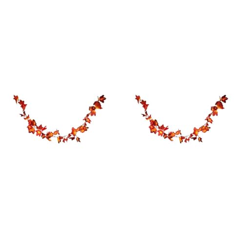 HEITMANN DECO Herbst-Girlande mit Ahorn-Blättern in rot/orange - Deko-Girlande mit Herbst-Laub - Kunststoff-Blätter (Packung mit 2) von HEITMANN DECO