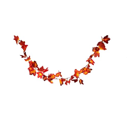 HEITMANN DECO Herbst-Girlande mit Ahorn-Blättern in rot/orange - Deko-Girlande mit Herbst-Laub - Kunststoff-Blätter von HEITMANN DECO
