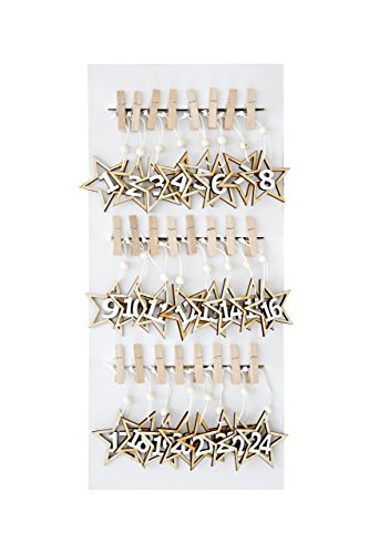 HEITMANN DECO 24 Holz-Klammern mit Stern für Adventskalender - DIY Adventskalender - naturbelassen von HEITMANN DECO