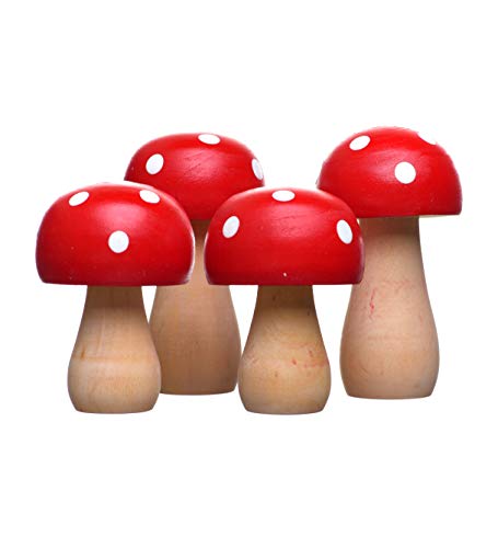 HEITMANN DECO Holz-Pilze - Fliegenpilz - Deko - Natur - zum Hinstellen oder Basteln - rot,weiß - 4er Set von HEITMANN DECO