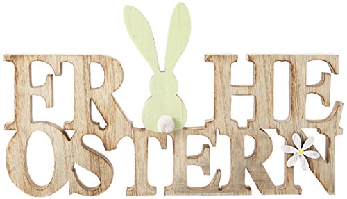 HEITMANN DECO Holz Schriftzug Frohe Ostern mit Hase - Dekorationsartikel - Tischdeko und Raumsschmuck für Osterzeit von HEITMANN DECO