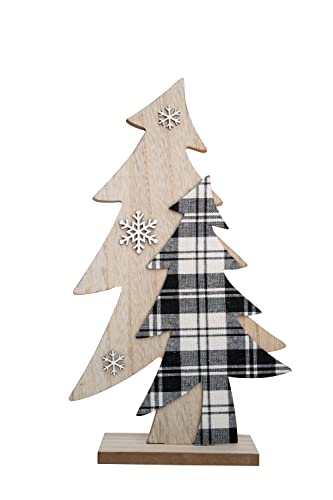 HEITMANN DECO Holzaufsteller Tannenbaum - Natur, schwarz/weiß karriert - ca. 31cm von HEITMANN DECO