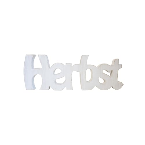 HEITMANN DECO Holz-Schriftzug „Herbst“ in Weiß – Deko-Aufsteller für Herbst (31 cm), aus Holz, als Tisch- & Fensterdeko von HEITMANN DECO
