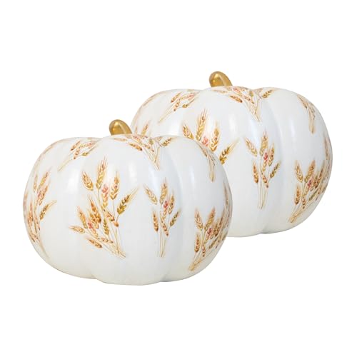 HEITMANN DECO - Keramik Pilze 2er Set, weiß mit goldenem Muster, ca. 40cm & 25cm von HEITMANN DECO
