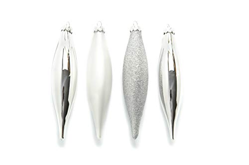 Ornamente Glas-Oliven, 4 Sortiert, Silber von HEITMANN DECO