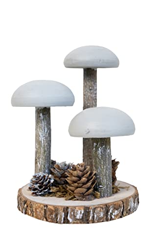 HEITMANN DECO - Pilze auf Baumscheibe - Holz - braun/grau - ca. 14cm - Herbst von HEITMANN DECO