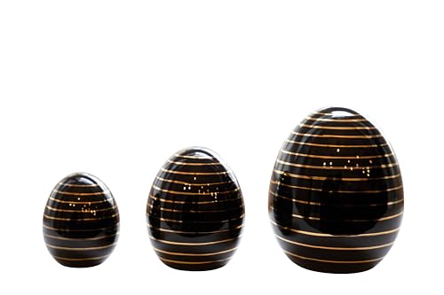 HEITMANN DECO Porzellan-Eier, 3er-Set, schwarz mit Goldverzierung von HEITMANN DECO