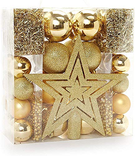 Heitmann Deco Weihnachtsbaum-Schmuck - Gold - 45-teilig - Set inkl. Baumspitze, Kugeln, Perlketten und Girlanden - Kunststoff von HEITMANN DECO