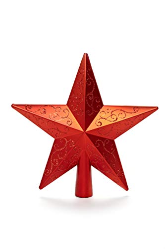 HEITMANN DECO Weihnachtsbaum-Spitze aus Kunststoff - moderner Christbaumstern für Baumspitze - Rot mit Glitzer von HEITMANN DECO