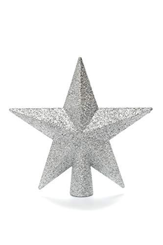 Heitmann Deco Weihnachtsbaum-Spitze aus Kunststoff - moderner Christbaumstern für Baumspitze - Silber mit Glitzer von HEITMANN DECO