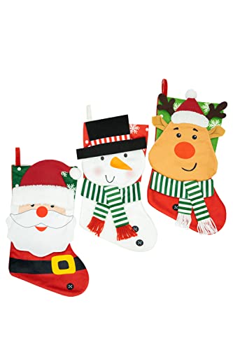 HEITMANN DECO - Weihnachtsstrümpfe - 3er Set - zum Befüllen- bunt - Nikolaus/Schneemann/Elch - ca. 41 cm von HEITMANN DECO