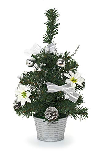 Heitmann Deco dekorierter Weihnachtsbaum - Kleiner künstlicher Tannenbaum mit Schmuck - Weiß, Silber - Kunststoffbaum von HEITMANN DECO