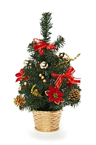 Heitmann Deco dekorierter Weihnachtsbaum - Kleiner künstlicher Tannenbaum mit Schmuck - Gold, Grün, Rot - Kunststoffbaum von HEITMANN DECO