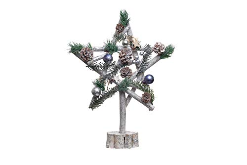 HEITMANN DECO dekorierter Weihnachtsstern - mit Holzpflock - Advent - Deko - Schmuck - Tannenzweige - Kugeln - Sterne - Natur - ca. 21 x 5,5 x 30 cm von HEITMANN DECO