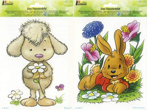 HEITMANN DECO für Ostern und Frühling zum Dekorieren (Folie, Fensterbilder Hase + Schäfchen) von HEITMANN DECO