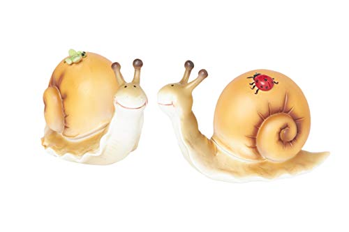 HEITMANN DECO große Schnecken - 2er-Set - Orange - mit Schmetterling und Marienkäfer - Dekoration für Wohnung oder Garten, ca. 15 cm von HEITMANN DECO