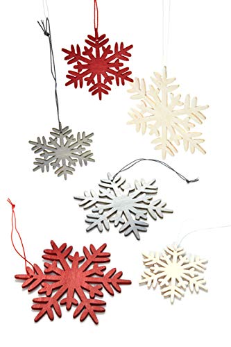 Heitmann Deco Christbaum-Schmuck - Behang-Set aus Holz - 24-teilig - Baumbehang Schneeflocken - Weihnachtsdekoration von HEITMANN DECO